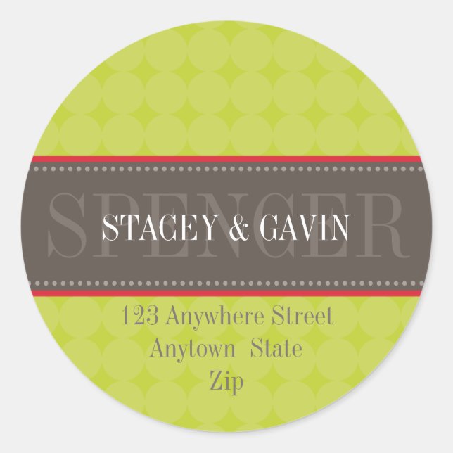 PERSONALISIERTE ADDRESS ETIKETTIEREN: dekorativeba Runder Aufkleber (Vorderseite)