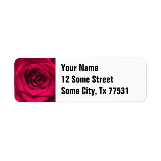 Personalisierte Adressaufkleber Rote Rose (Vorne)