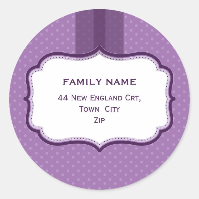 PERSONALISIERTE ADRESSE-SIEGEL: Glanz 6 Runder Aufkleber (Vorderseite)
