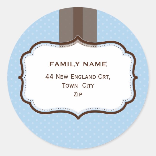 PERSONALISIERTE ADRESSE-SIEGEL: Glanz 9 Runder Aufkleber (Vorderseite)