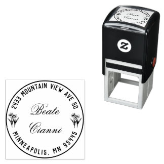 Personalisierte Adresse Stempel mit Tulpen