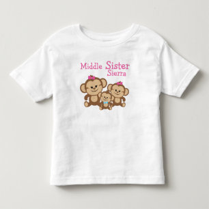 Personalisierte Affen Mittlere Schwester Kleinkind T-shirt