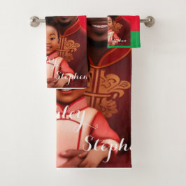 Personalisierte afrikanische Familie, schwarze Ges Badhandtuch Set