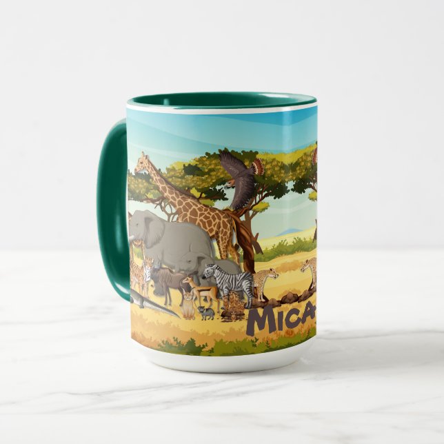 Personalisierte afrikanische Tiere Tasse (Vorderseite Links)