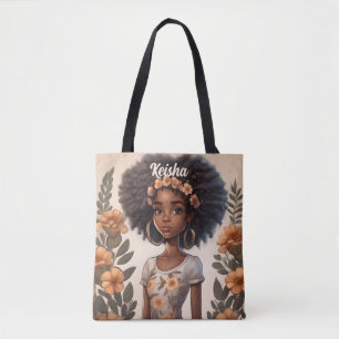 Personalisierte Afroamerikanerin Tote Tag