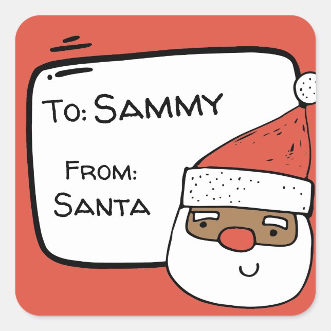 Personalisierte afroamerikanische Weihnachtsmarken Quadratischer Aufkleber (Vorderseite)