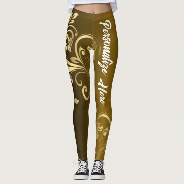 Personalisierte Aktionsware | Anpassbarer Goldraus Leggings (Vorderseite)