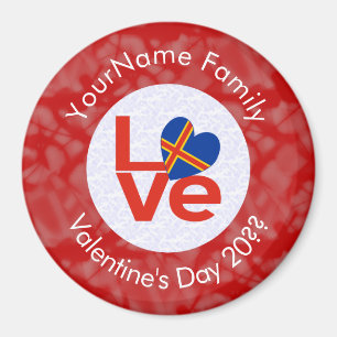 Personalisierte Åland-Inseln-Rot-LOVE-Flagge  Magnet