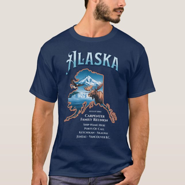 Personalisierte Alaska Cruise Vacacation Wiederseh T-Shirt (Vorderseite)