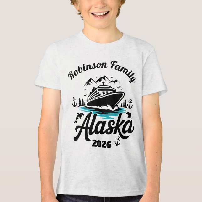 Personalisierte Alaska-Kreuzfahrt Tri-Blend Shirt (Vorderseite)