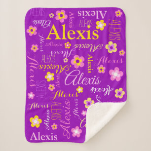 Personalisierte Alexis-Blumen und Namenstext Sherpadecke
