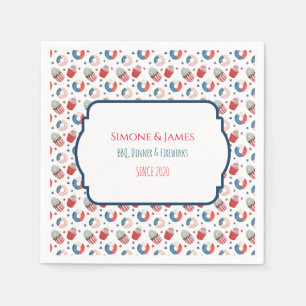 Personalisierte All American BBQ 4. Juli Party Serviette