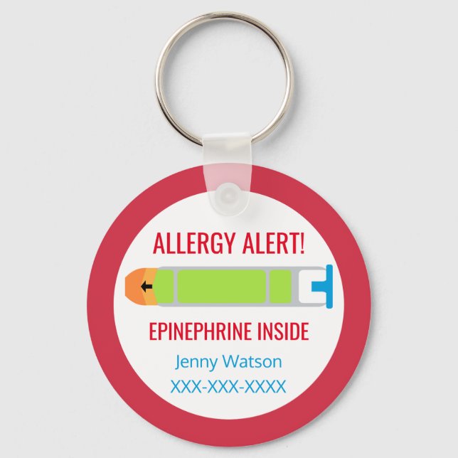 Personalisierte Allergie bei Kindern Epinephrine R Schlüsselanhänger (Vorderseite)