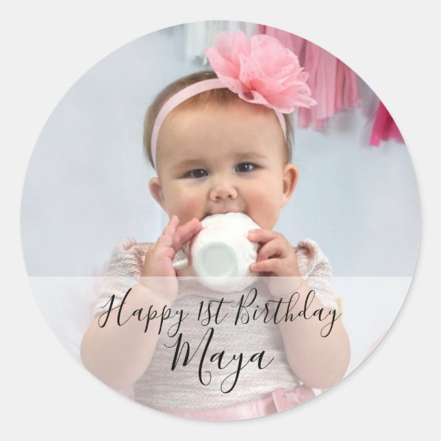 Personalisierte Alles Gute zum Geburtstag Fotostic Runder Aufkleber (Vorderseite)