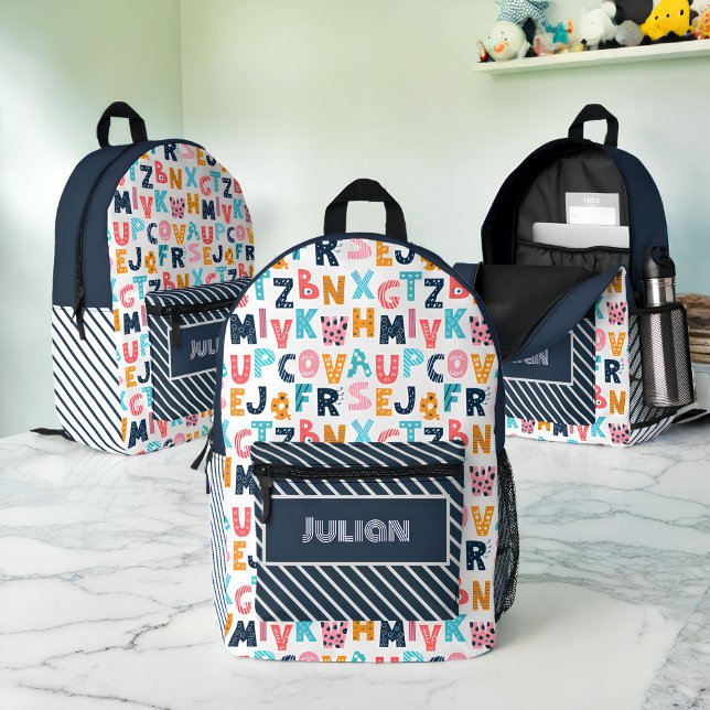 Personalisierte Alphabet Fun Kids - Zurück in die  Bedruckter Rucksack (Von Creator hochgeladen)