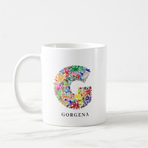 Personalisierte Alphabet G Blume Monogramm Kaffeem Kaffeetasse