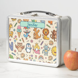 Personalisierte Alphaland-Kinder-Lunchbox Beige St Metall Brotdose