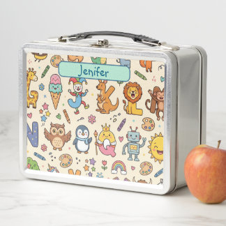 Personalisierte Alphaland-Kinder-Lunchbox Beige St Metall Brotdose