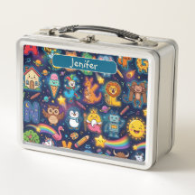Personalisierte Alphaland-Kinder-Lunchbox Blau-Wei