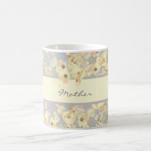 Personalisierte alte gelbe Rosen auf einem sanften Kaffeetasse