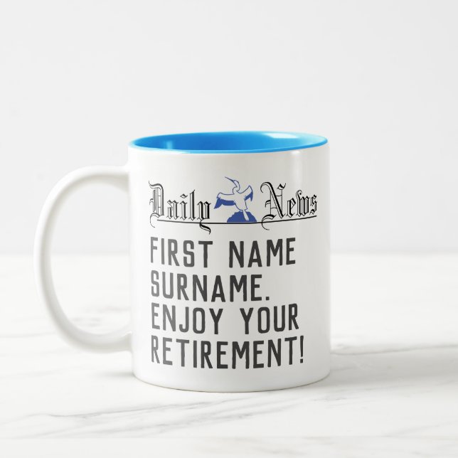 Personalisierte Altersvorsorge Zweifarbige Tasse (Links)