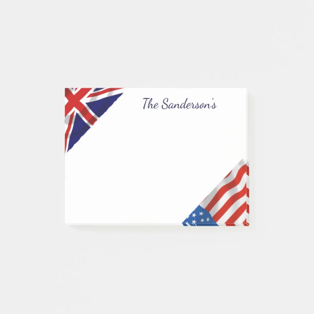 Personalisierte American British Flags Patriotic Post-it Klebezettel (Vorderseite)