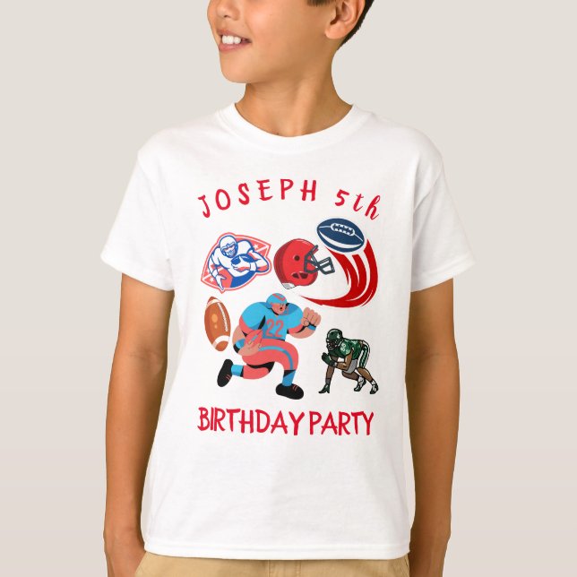 Personalisierte American Football Birthday Party T-Shirt (Vorderseite)
