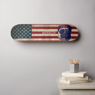 Personalisierte American I Liebe Mops Skateboard