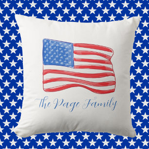 Personalisierte amerikanische Flagge Familienname Kissen