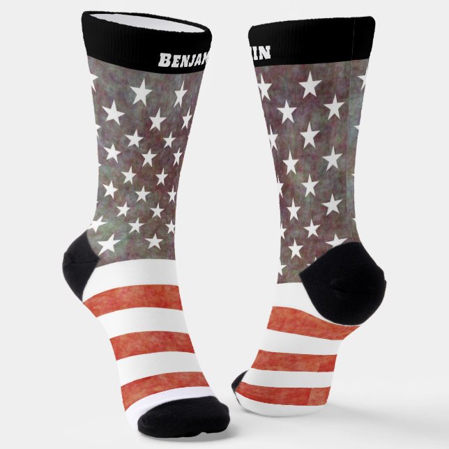 Personalisierte amerikanische Flagge mit Namen der Socken (Gewinkelt)