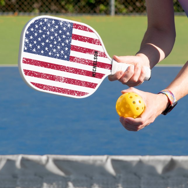 Personalisierte amerikanische Flagge Pickleball Schläger (InSitu)