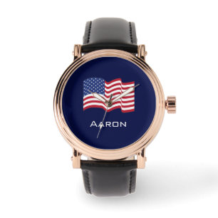Personalisierte amerikanische Flagge Uhr 