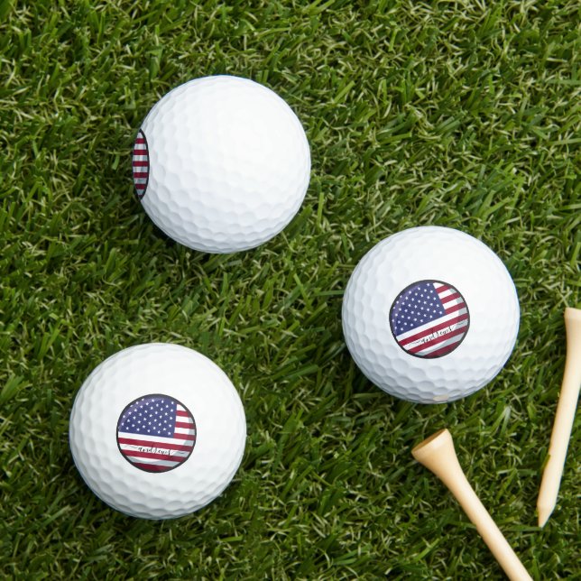 Personalisierte amerikanische Flagge und Unterschr Golfball (Insitu Gras)