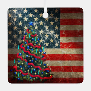 Personalisierte amerikanische Flagge und Weihnacht Ornament Aus Metall
