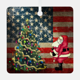 Personalisierte amerikanische Flagge, Weihnachtsba Ornament Aus Metall