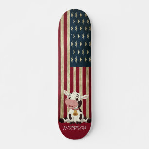 Personalisierte amerikanische Kuh Skateboard