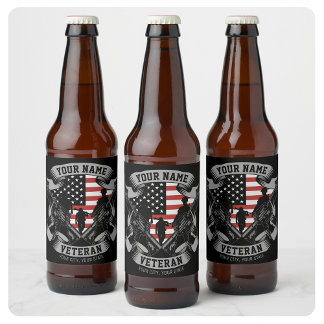 Personalisierte amerikanische Veteran Proud Vet US Bierflaschenetikett