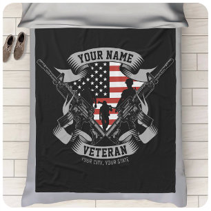 Personalisierte amerikanische Veteran Proud Vet US Fleecedecke