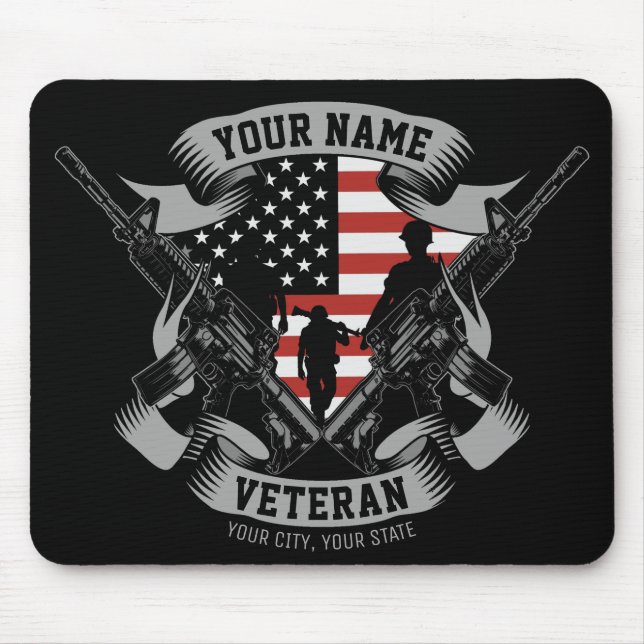 Personalisierte amerikanische Veteran Proud Vet US Mousepad (Vorne)
