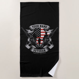 Personalisierte amerikanische Veteran Proud Vet US Strandtuch