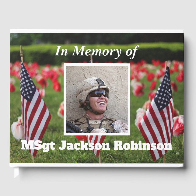 Personalisierte amerikanische Veteranenbildmemoria Gästebuch (Vorderseite)