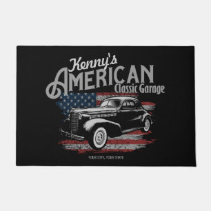 Personalisierte Amerikanische Vintage Autogarage Fußmatte