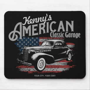 Personalisierte Amerikanische Vintage Autogarage Mousepad