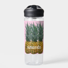 Personalisierte Ananas auf Pastellrosa Trinkflasche