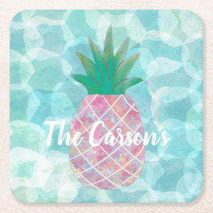 Personalisierte Ananas Bar Drink Coasters Rechteckiger Pappuntersetzer