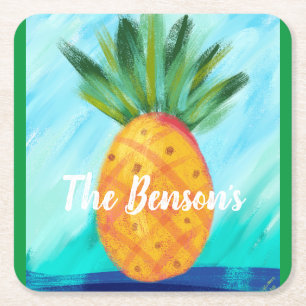 Personalisierte Ananas Bar Drink Coasters Rechteckiger Pappuntersetzer
