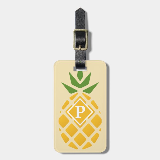 Personalisierte Ananas | bearbeitbares Gelb Gepäckanhänger (Vorderseite vertikal)
