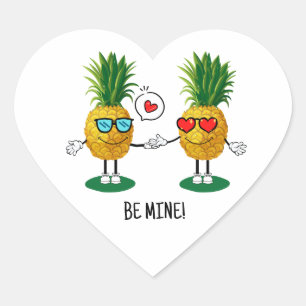 Personalisierte Ananas Emoji Liebe Couple Herz-Aufkleber