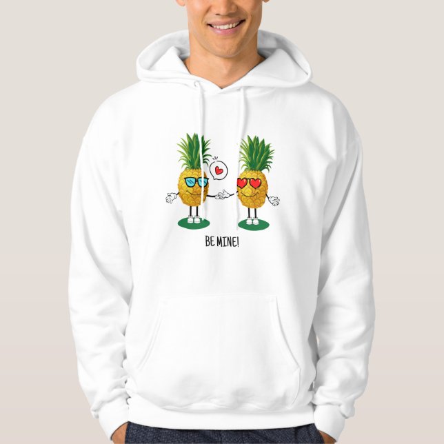 Personalisierte Ananas Emoji Liebe Couple Hoodie (Vorderseite)