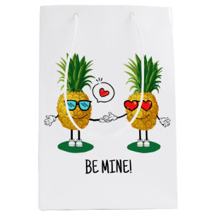 Personalisierte Ananas Emoji Liebe Couple Mittlere Geschenktüte